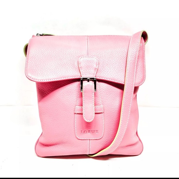 Auth Loewe Vintage Pink Leather Senda Crossbody Bag